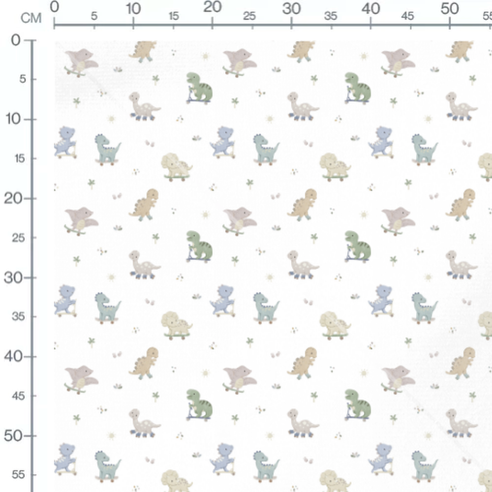 Tissu - Dinosaures et plantes ensoleillées