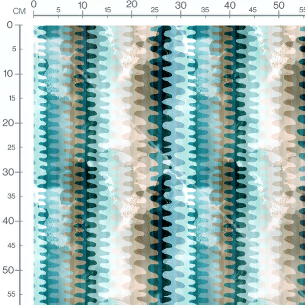 Tissu - Ondulations bleues et beiges