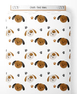 Tissu - Chiots sur fond blanc