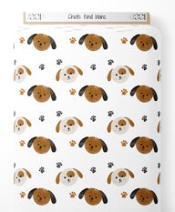 Tissu - Chiots sur fond blanc