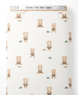Tissu - Oursons sur fond blanc ludique