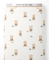 Tissu - Oursons sur fond blanc ludique