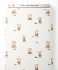 Tissu - Oursons sur fond blanc ludique