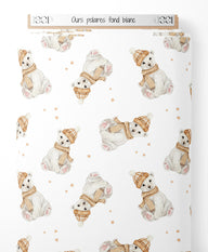 Tissu - Ours polaires sur fond blanc