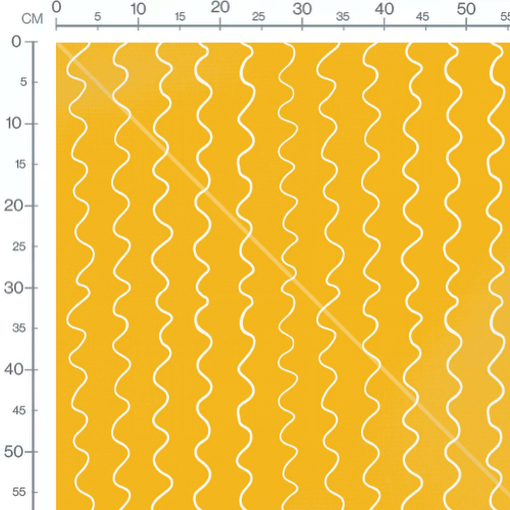 Tissu - Ondulations blanches sur jaune