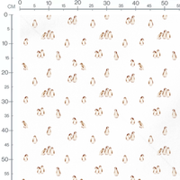Tissu - Pingouins marron sur blanc