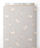 Tissu - Chevaux blancs sur fond gris