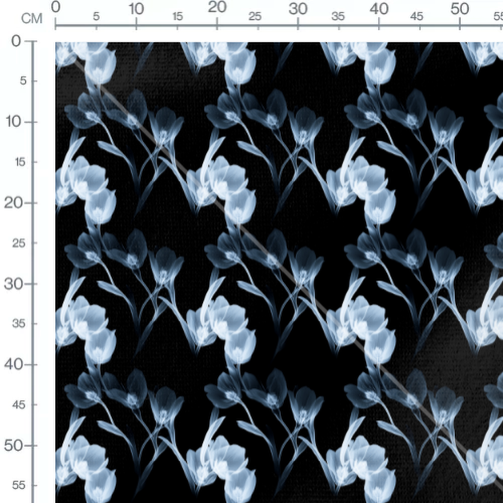 Tissu - Tissu Fleur Xray Noir