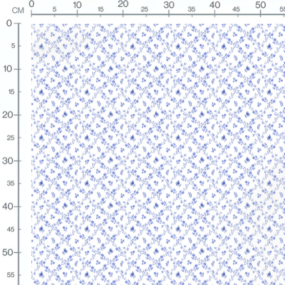 Tissu - Motif floral bleu harmonieux