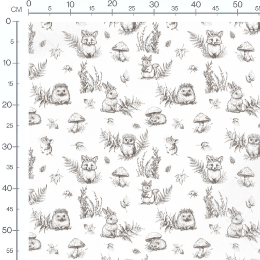 Tissu - Animaux forêt dessinés