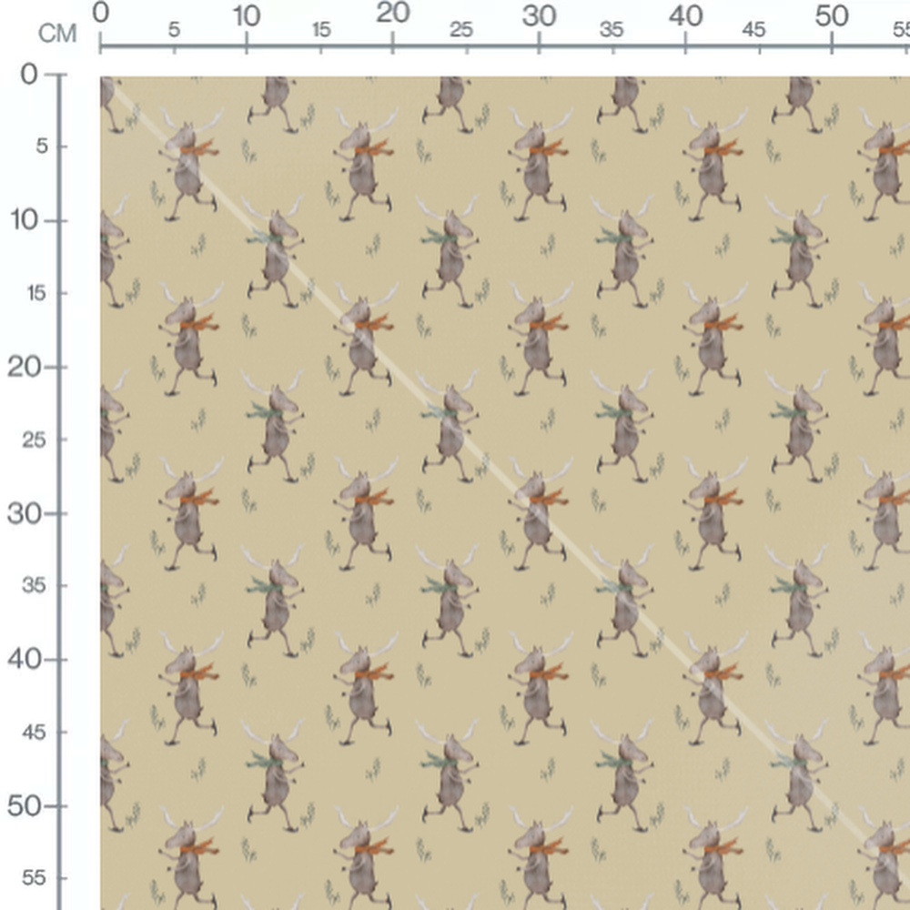 Tissu - Rennes écharpes sur fond beige