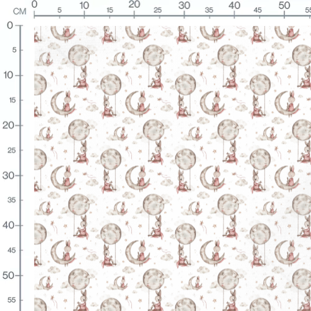 Tissu - Lapins et cerfs-volants rouges