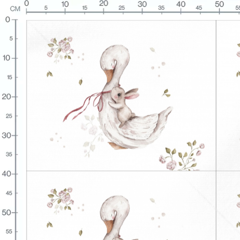 Tissu - Canard et lapin câlin