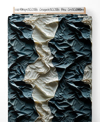 Tissu - Drapés Craquelés Bleu Crème