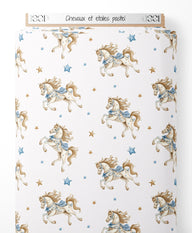 Tissu - Chevaux et étoiles pastel