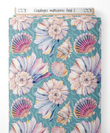 Tissu - Coquillages multicolores sur fond 2