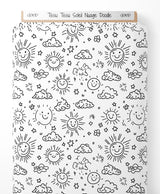 Tissu - Tissu Soleil Nuage Doodle