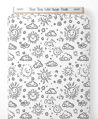 Tissu - Tissu Soleil Nuage Doodle