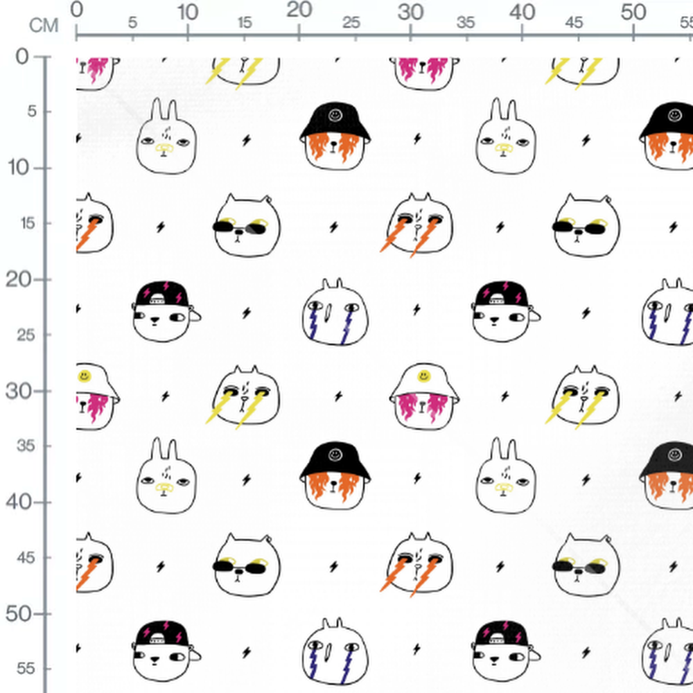 Tissu - Visages d'animaux stylisés