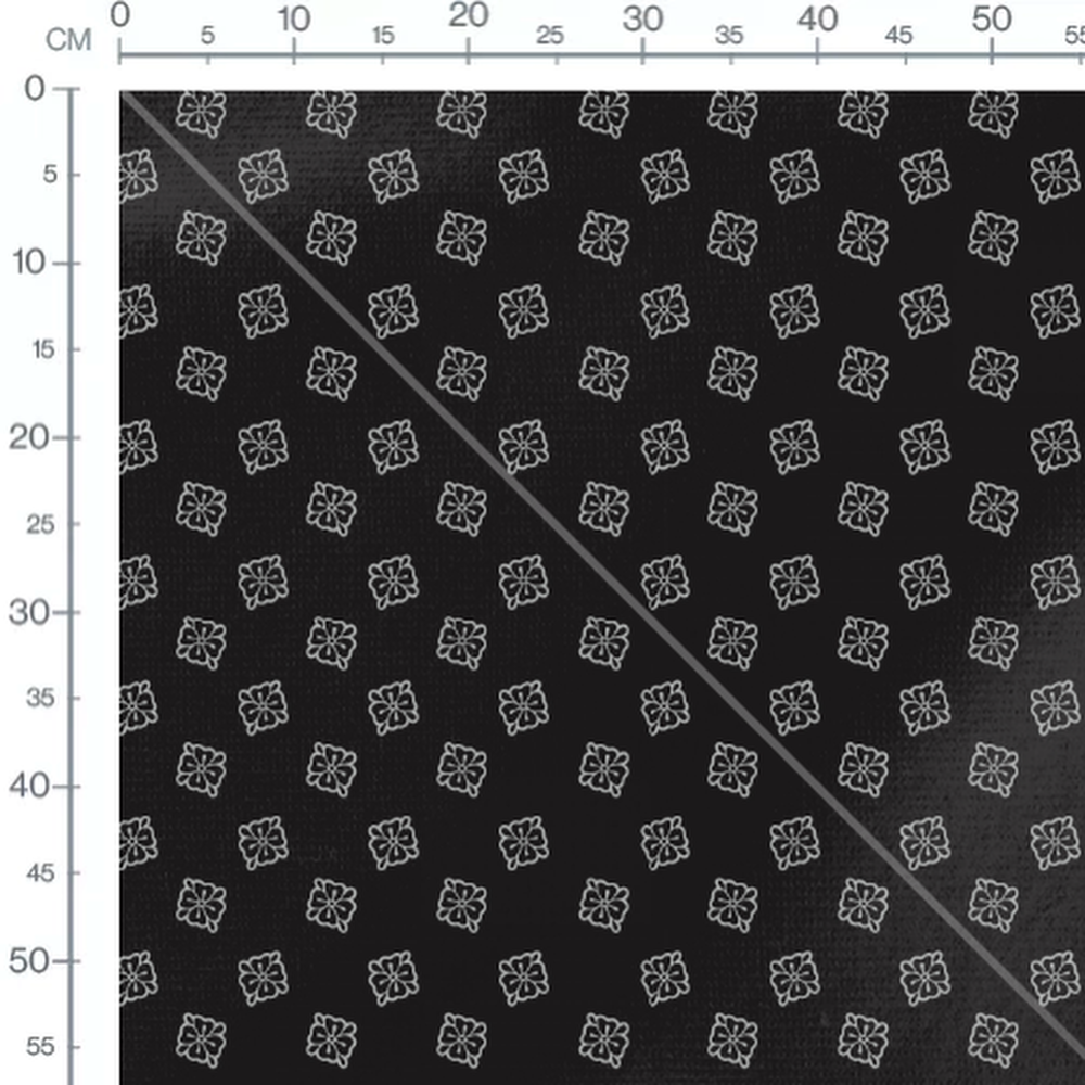 Tissu - Fleurs stylisées blanches