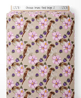 Tissu - Oiseaux bruns sur fond beige 2