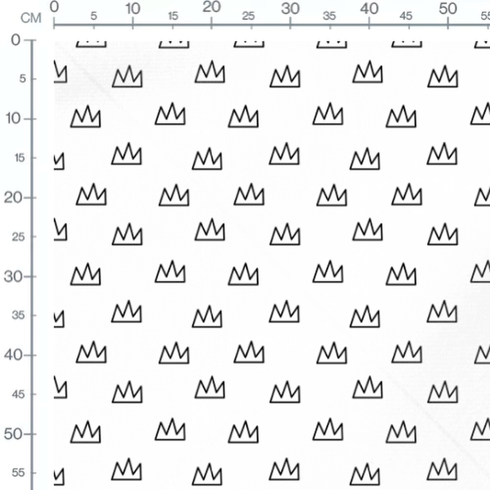 Tissu - Couronnes noires sur blanc