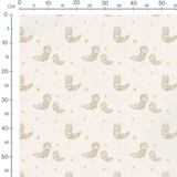 Tissu - Chenilles beige et pois jaunes