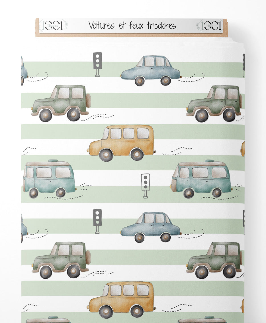 Tissu - Voitures et feux tricolores