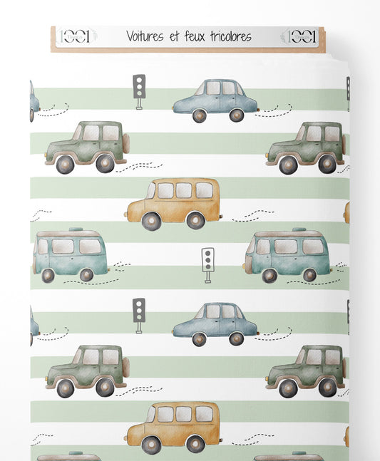 Tissu - Voitures et feux tricolores