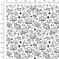 Tissu - Tissu Champignon Smiley Doodle
