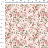 Tissu - Roses roses et baies rouges 2