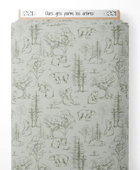 Tissu - Ours gris parmi les arbres