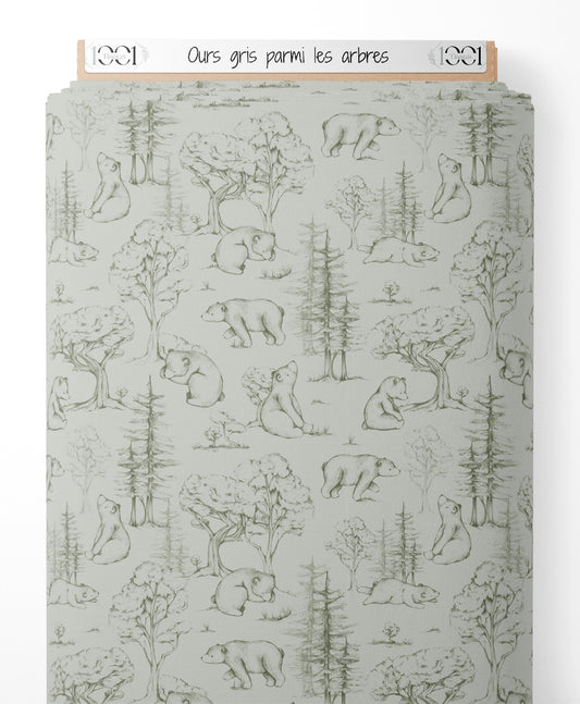 Tissu - Ours gris parmi les arbres
