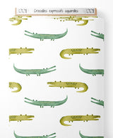 Tissu - Crocodiles expressifs aquarellés