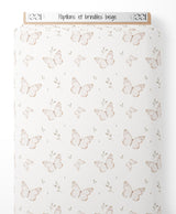 Tissu - Papillons et brindilles beige