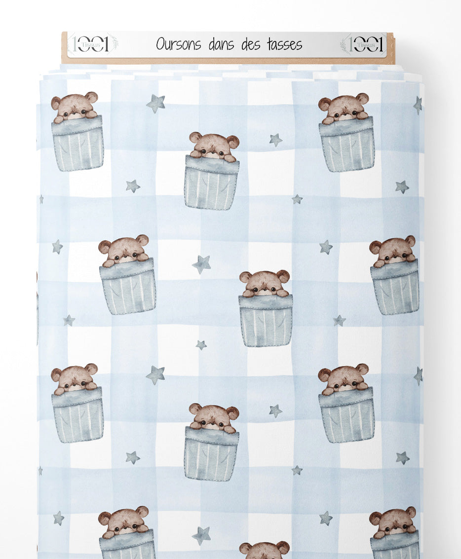 Tissu - Oursons dans des tasses