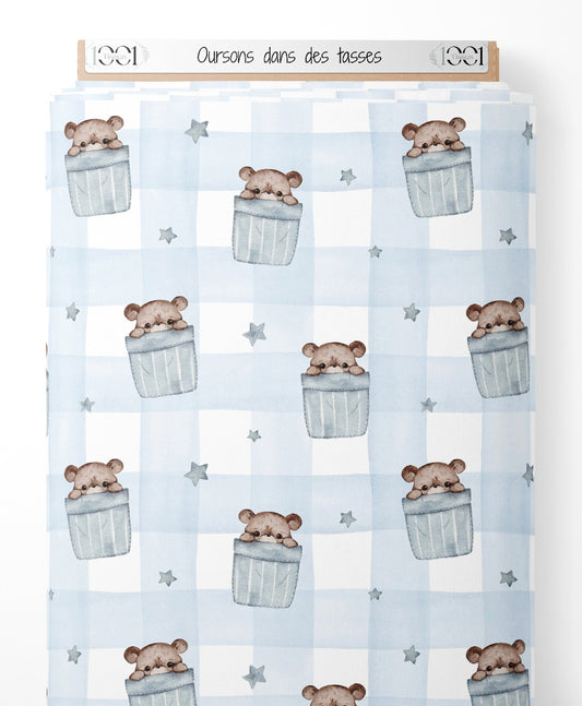 Tissu - Oursons dans des tasses