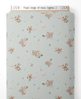 Tissu - Fleurs beige et roses légères 2