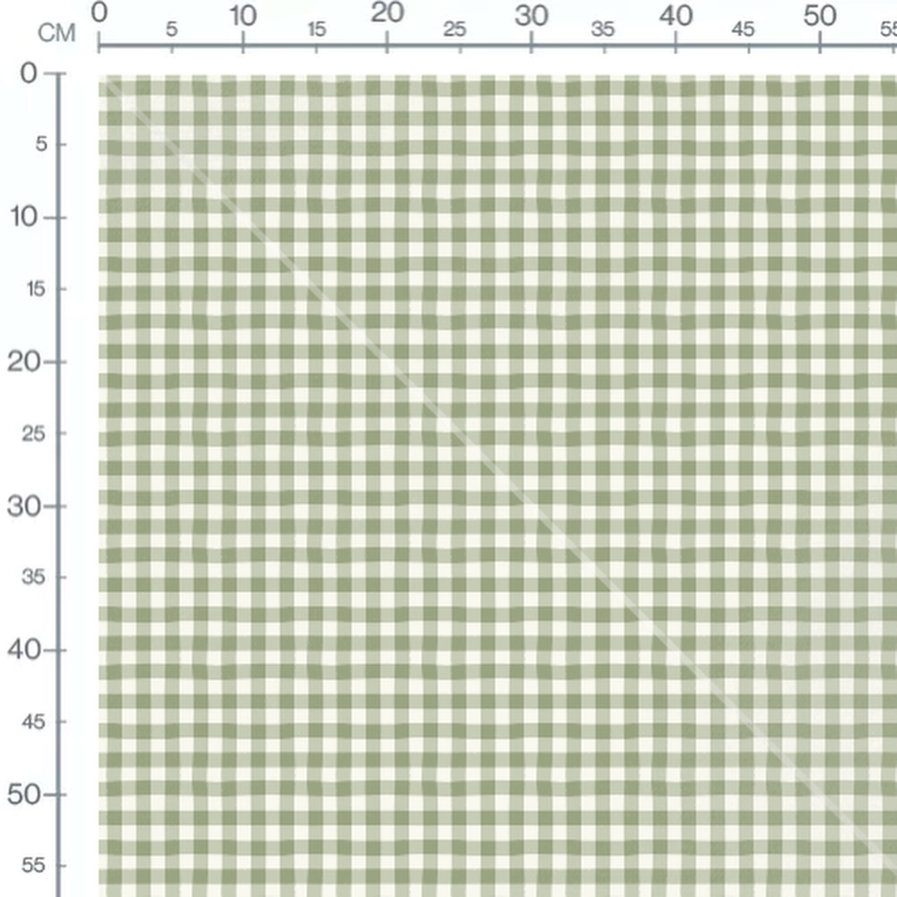 Tissu - Carreaux verts doux sur blanc