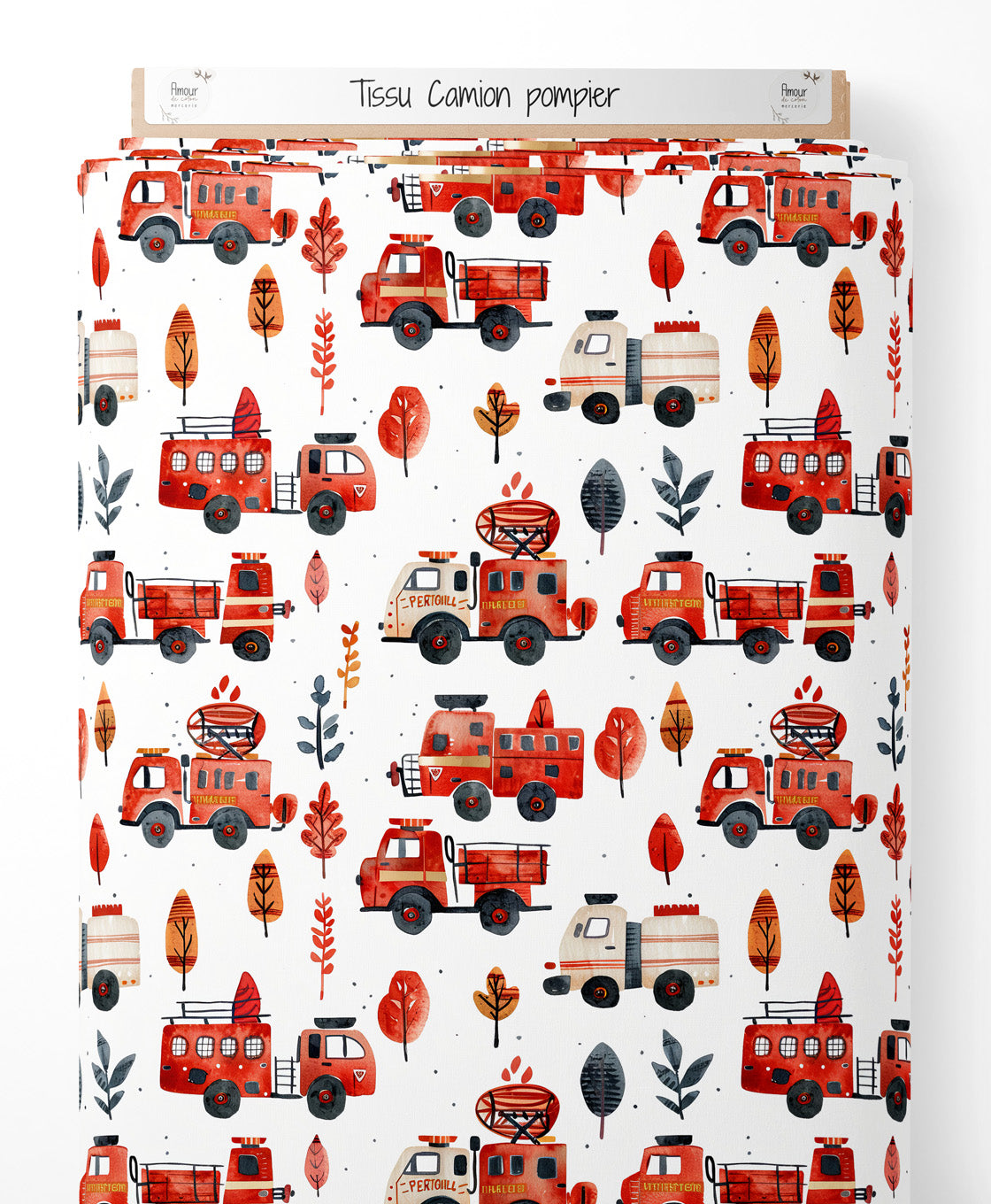 Tissu - Camion pompier