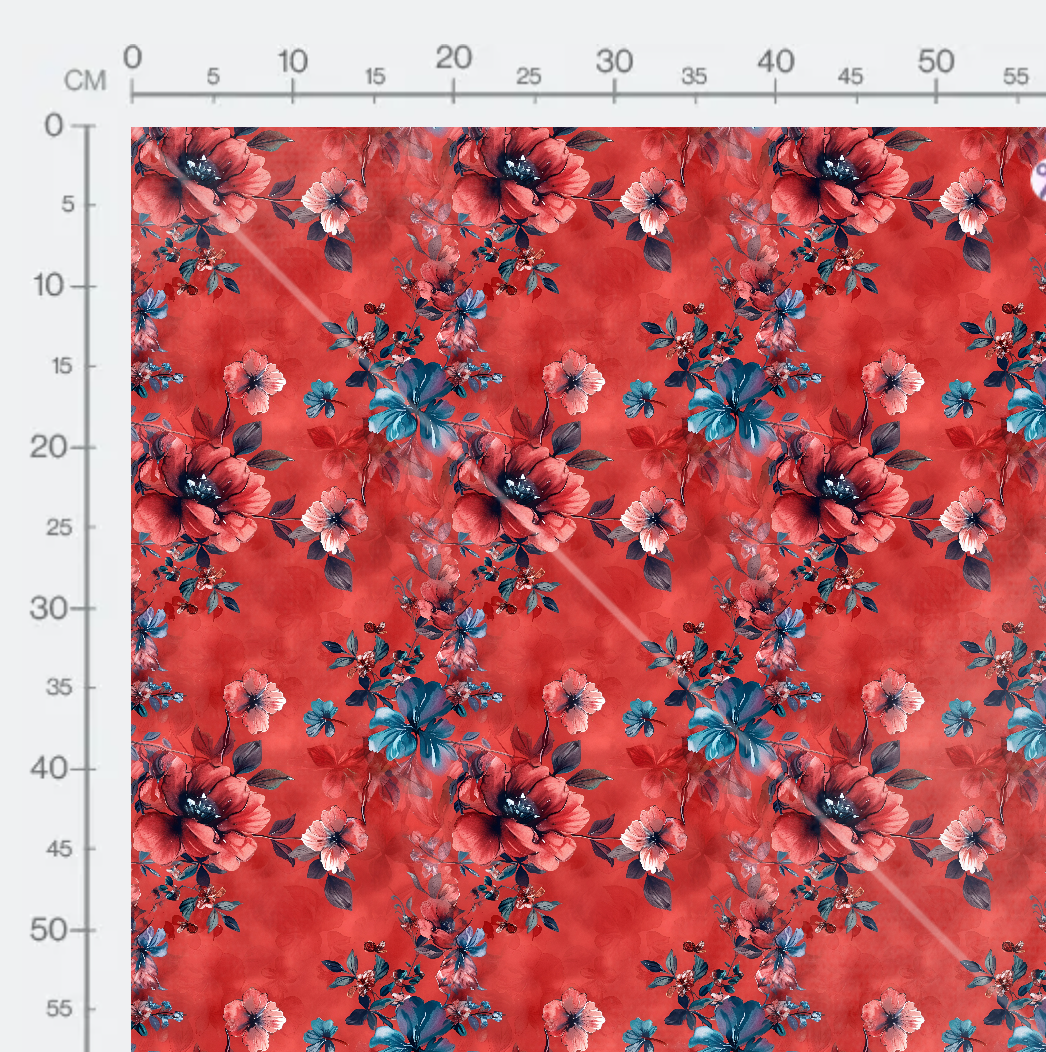 Tissu - Red flowers 3