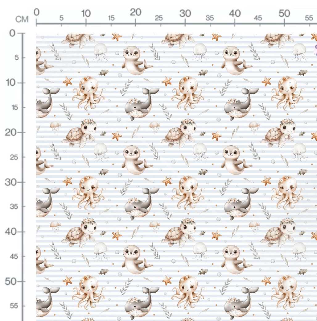 Tissu - océan mignon rayure