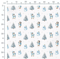 Tissu - Pingouin neige