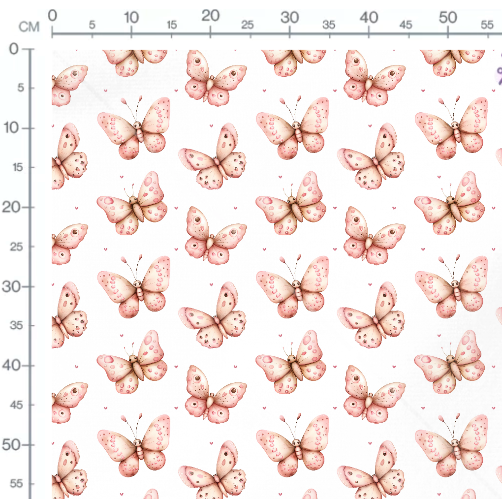 Tissu - Papillon rose