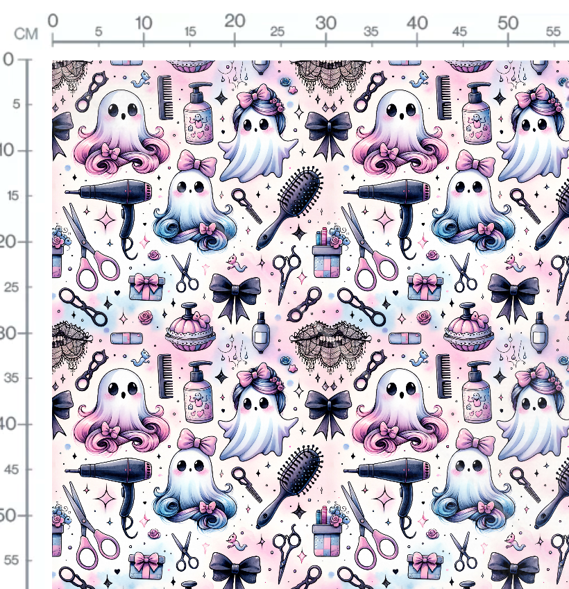 Tissu - Fantômes coiffeurs kawaii
