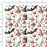 Tissu - Fantômes et champignons halloween