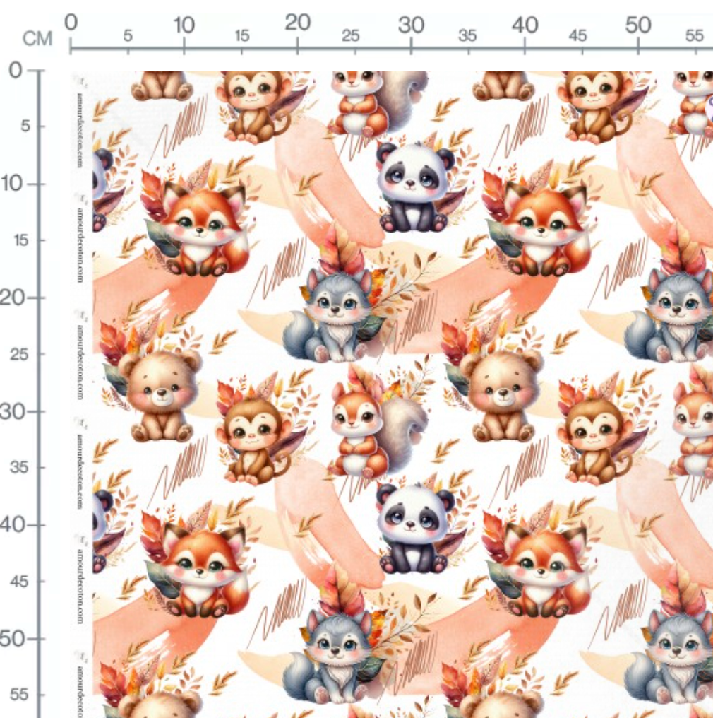 Tissu - Tissu animaux foret automne