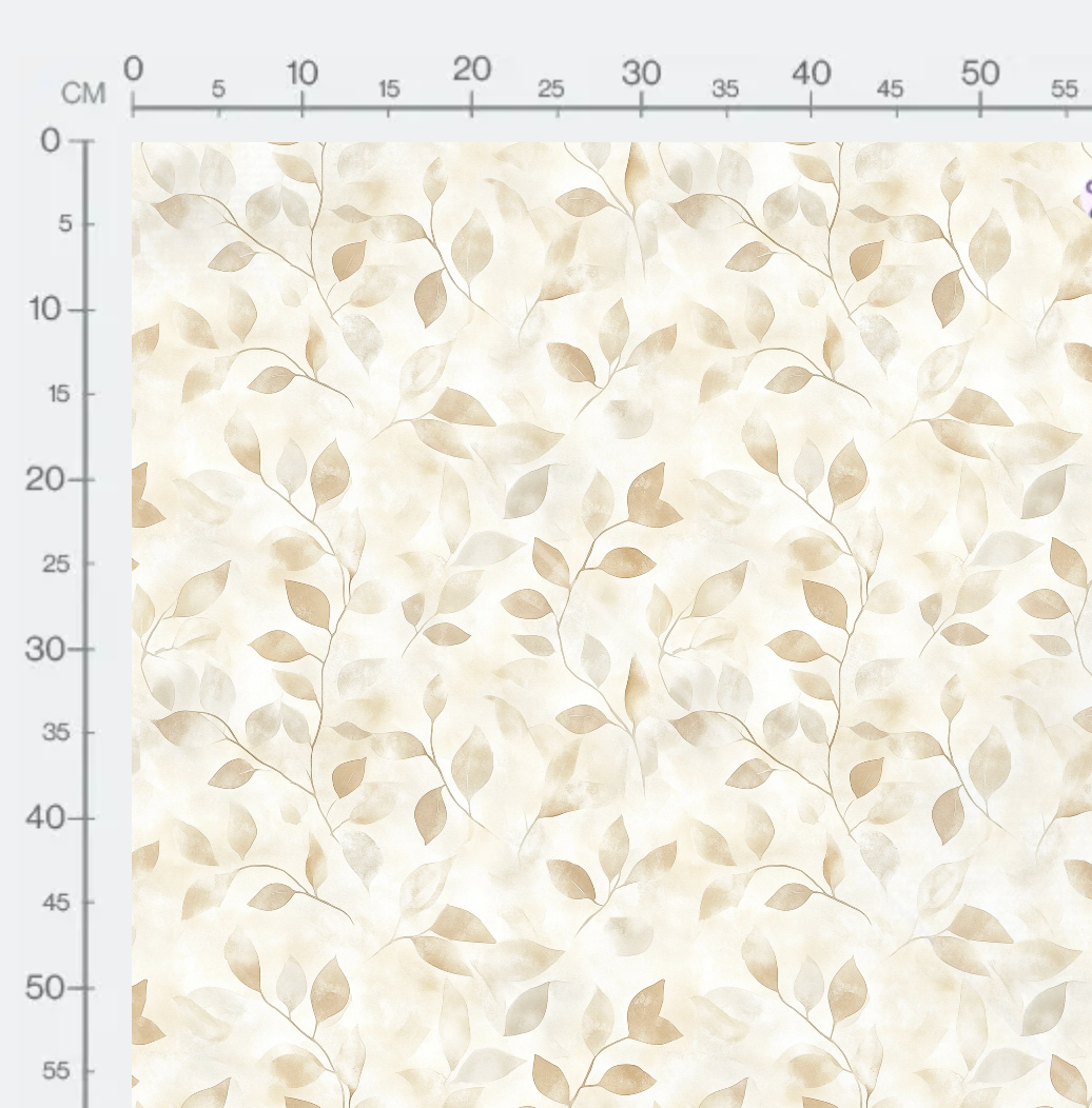 Tissu - feuilles beiges