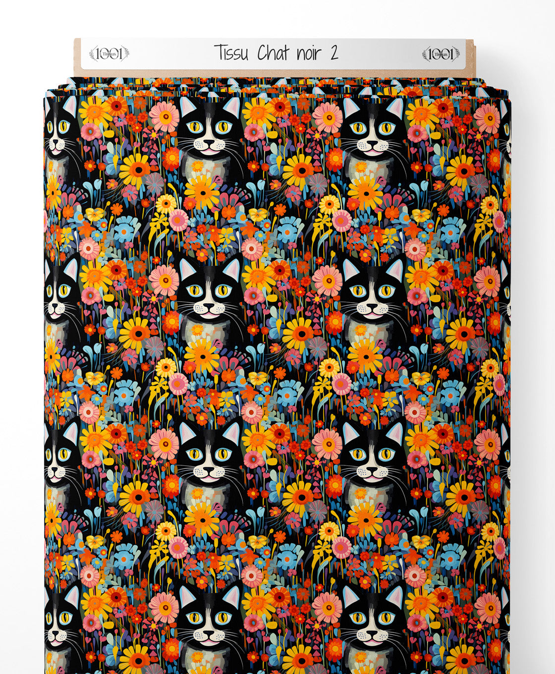 Tissu - chats noir 2