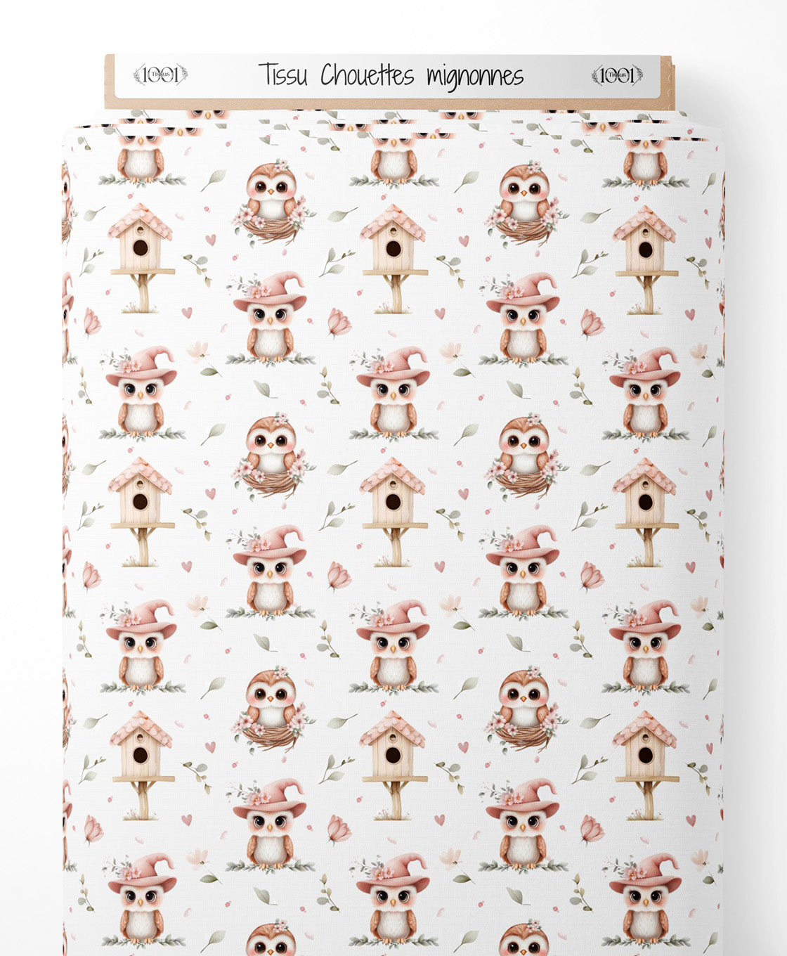 Tissu - Chouettes mignonnes